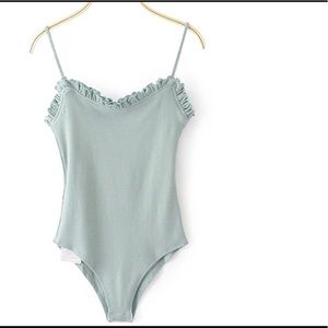 Mint Green Ruffle Bodysuit 🌷